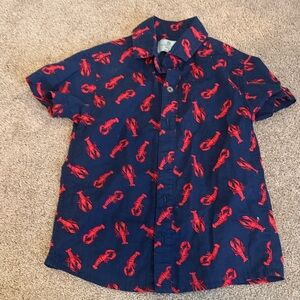 Classic Club  Dark Blue Shirt with Vibrant Red Lobster Pattern